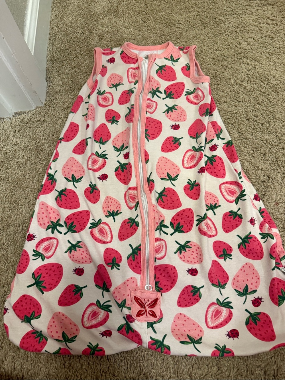 The Honest Company Pink Strawberry Print Sleep Sack
